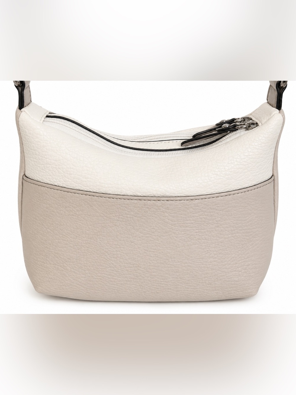 Giani Bernini Ivory Taupe Pebble Hobo Shoulder Bag Multi Pocket Purse - Picture 4 of 12